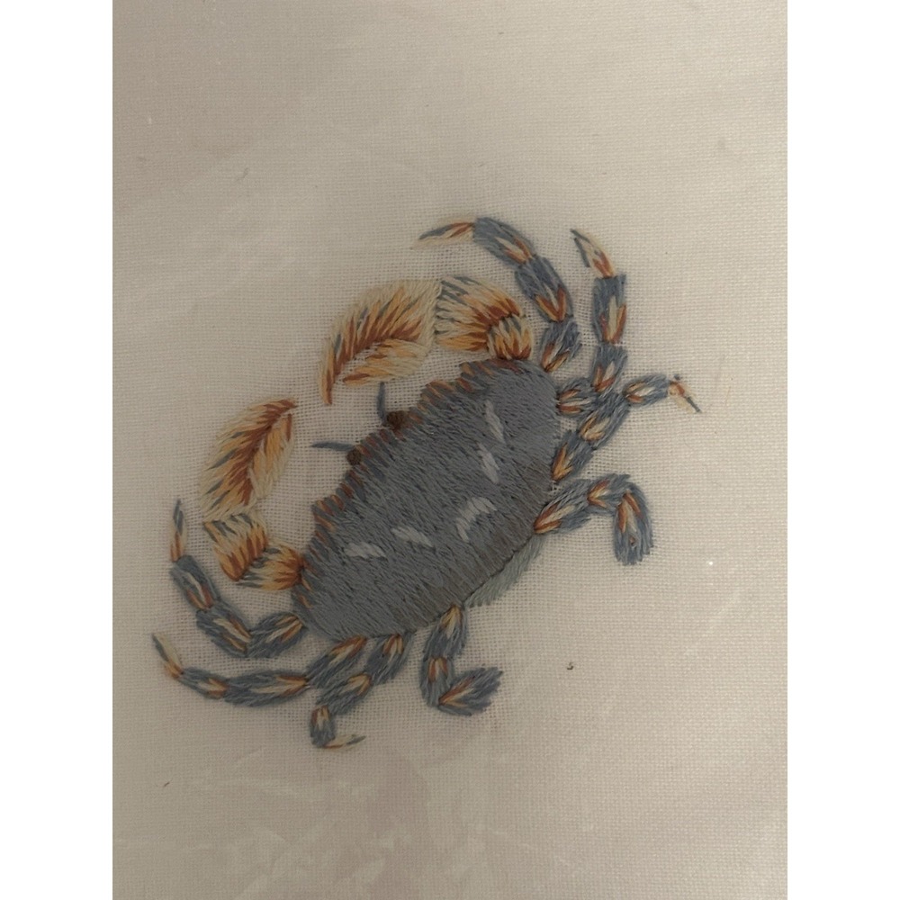 C & W imports Blue Crab Embroidered Cloth Napkins-set Of 4-Discontiued Coastal